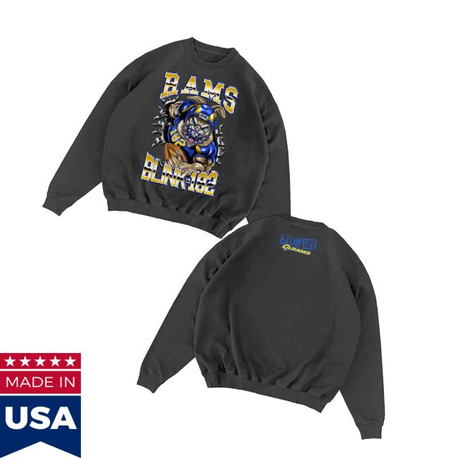 Blink 182 Merch Store Blink-182 X La Rams Touchdown Black Crewneck Blink 182 Merch Store Blink-182 X La Rams Touchdown Black Crewneck