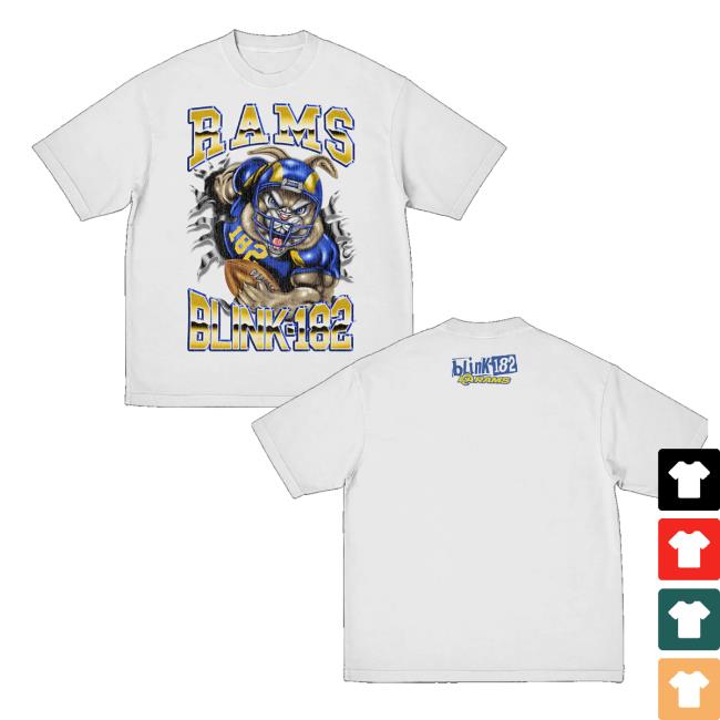 Blink 182 Merch Store Blink-182 X La Rams Touchdown White T-Shirt Blink 182 Merch Store Blink-182 X La Rams Touchdown White T-Shirt