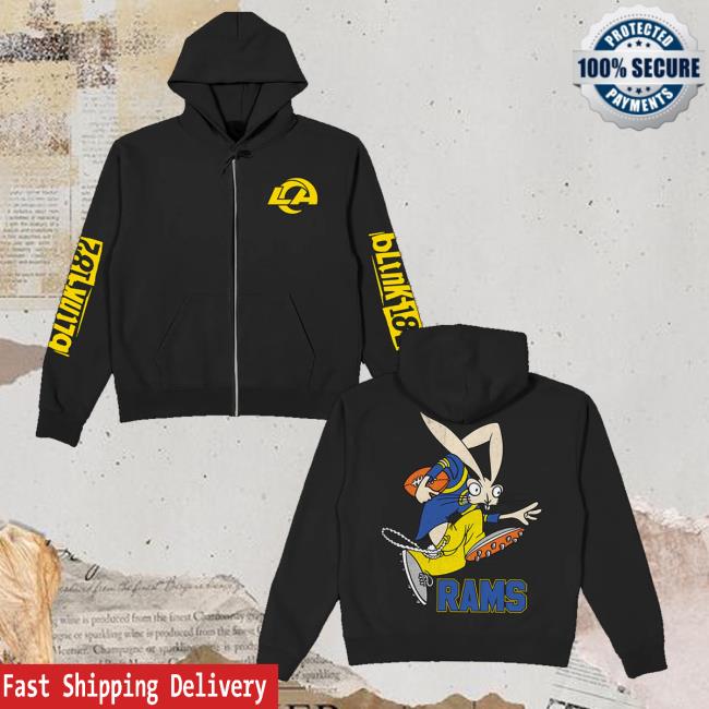 Blink 182 Merch Store Blink-182 X La Rams Wide Receiver Black Zip Hoodie Blink 182 Merch Store Blink-182 X La Rams Wide Receiver Black Zip Hoodie
