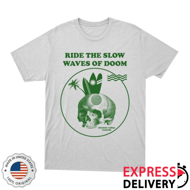 Electric Valley Records Store Merch Waves Of Doom White T-Shirt Electric Valley Records Store Merch Waves Of Doom White T-Shirt