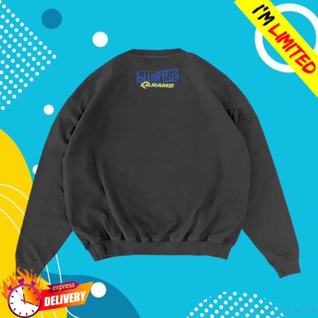 Blink182 Merch Store Blink-182 X La Rams Touchdown Black Crewneck Blink182 Merch Store Blink-182 X La Rams Touchdown Black Crewneck