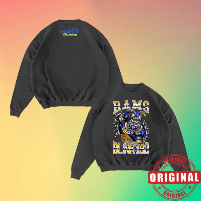 Blink182 Merch Store Blink-182 X La Rams Touchdown Black Crewneck Blink182 Merch Store Blink-182 X La Rams Touchdown Black Crewneck