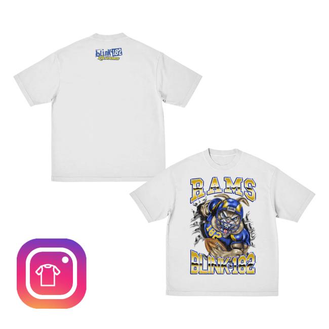 Blink182 Merch Store Blink-182 X La Rams Touchdown White T-Shirt Blink182 Merch Store Blink-182 X La Rams Touchdown White T-Shirt