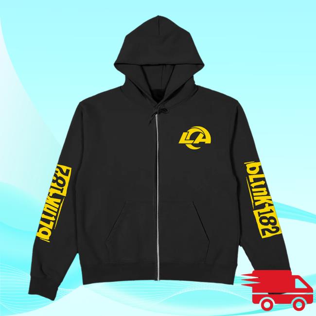 Blink182 Merch Store Blink-182 X La Rams Wide Receiver Black Zip Hoodie Blink182 Merch Store Blink-182 X La Rams Wide Receiver Black Zip Hoodie