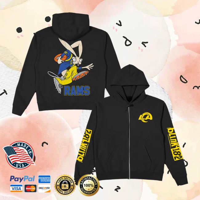 Blink182 Merch Store Blink-182 X La Rams Wide Receiver Black Zip Hoodie Blink182 Merch Store Blink-182 X La Rams Wide Receiver Black Zip Hoodie