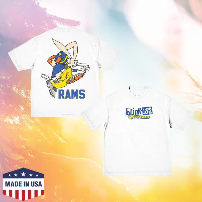 Blink182 Merch Store Blink-182 X La Rams Wide Receiver White T-Shirt Blink182 Merch Store Blink-182 X La Rams Wide Receiver White T-Shirt