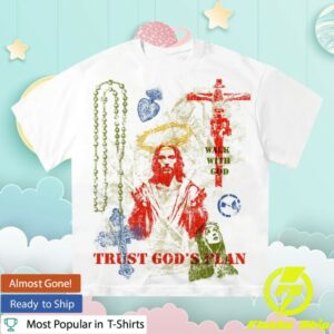 Noissey Store Merch White T-Shirt With Colorful Trust God’s Plan Screen Print