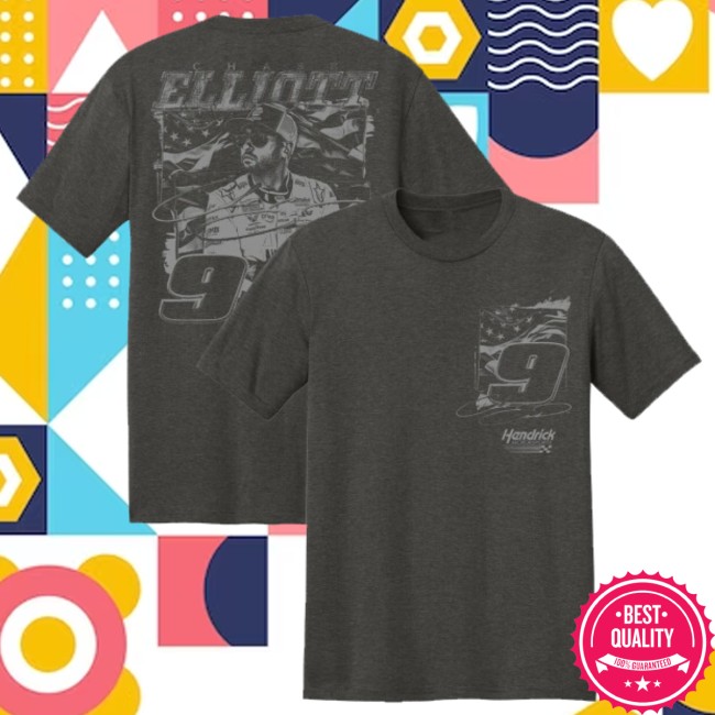 Hendrick Motorsports Store Merch Chase Elliott #9 Charcoal Flag Front T-Shirt Hendrick Motorsports Store Merch Chase Elliott #9 Charcoal Flag Front T-Shirt