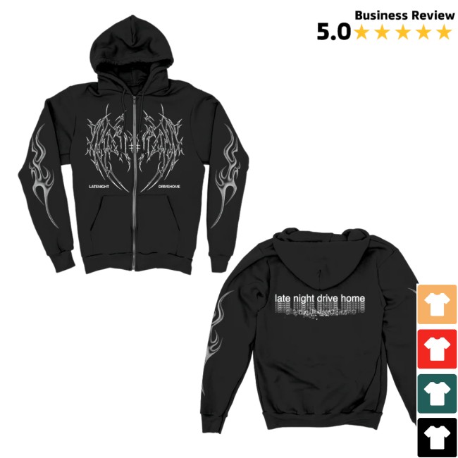 Late Night Drive Home Store Merch Metal Wings Zip Up Black Hoodie Late Night Drive Home Store Merch Metal Wings Zip Up Black Hoodie