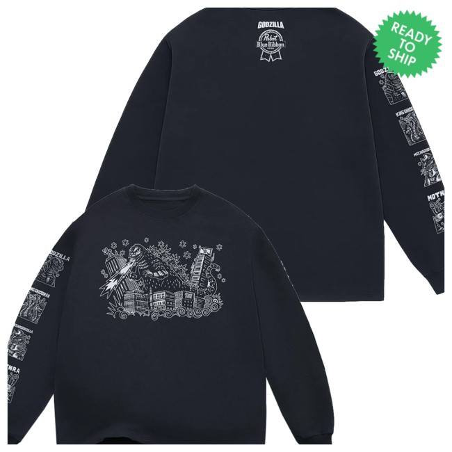 Godzilla Store Merch Godzilla X Pbr Attack Peter Long Sleeve Shirt Godzilla Store Merch Godzilla X Pbr Attack Peter Long Sleeve Shirt