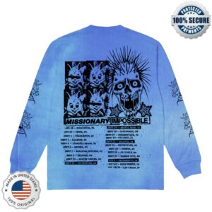 Blink 182 Store Merch Missionary Impossible 2025 Tour Blue Longsleeve
