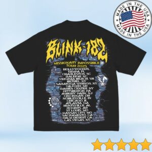 Blink 182 Store Merch Mohawk Skeleton 2025 Tour Tee