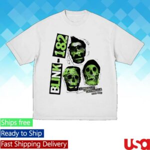 Blink 182 Merch Store White Skull 2025 Tour Tee