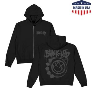 Blink 182 Merch Store Spray-Paint Smiley Black Zip Hoodie