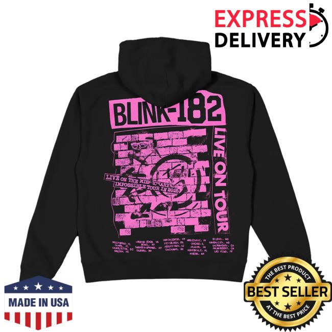 Blink182 Merch Store Shop Missionary Impossible Pink Brickwall Pullover Hoodie Blink182 Merch Store Shop Missionary Impossible Pink Brickwall Pullover Hoodie
