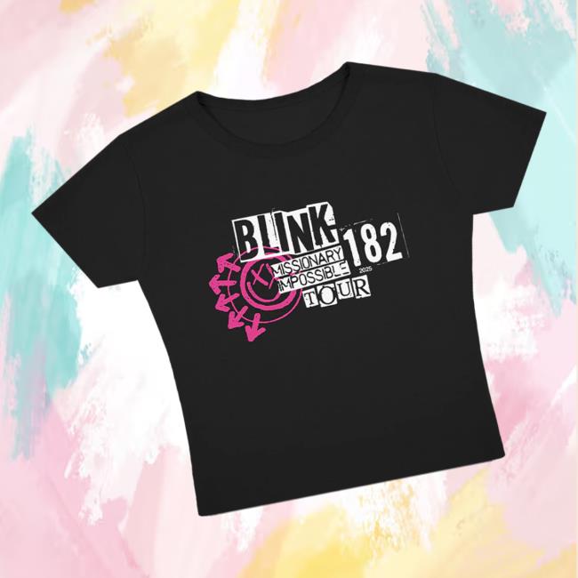 Blink182 Merch Store Shop Missionary Impossible Tour Women’s Crop T-Shirt Blink182 Merch Store Shop Missionary Impossible Tour Women’s Crop T-Shirt