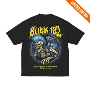 Blink182 Merch Store Shop Mohawk Skeleton 2025 Tour Tee