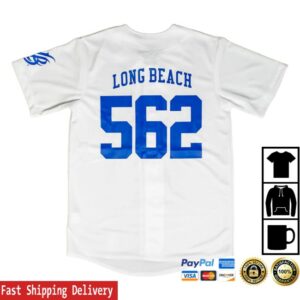 Long Beach Clothing Co Store Merch Long Beach Adult White Baseball Jersey