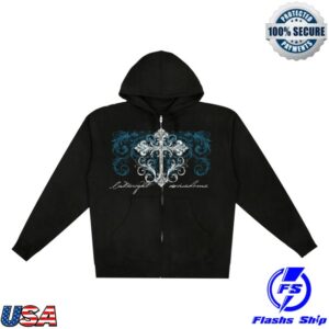 Late Night Drive Home Store Merch Swirlie Zip Up Hoodie Black