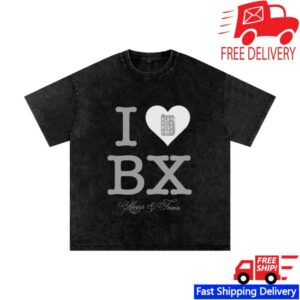 Bronx Native Merch Store I Love The Bronx Snow Washed Oversized Cotton T-Shirt