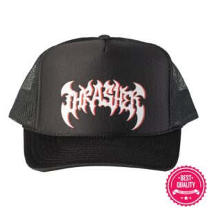 Impericon Store Merch Thrasher Heavy Metal Trucker Black Black Cap