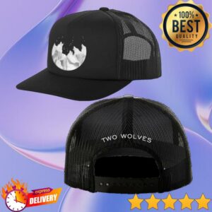 Two Wolves Wine Merch Store Black Trucker Hat