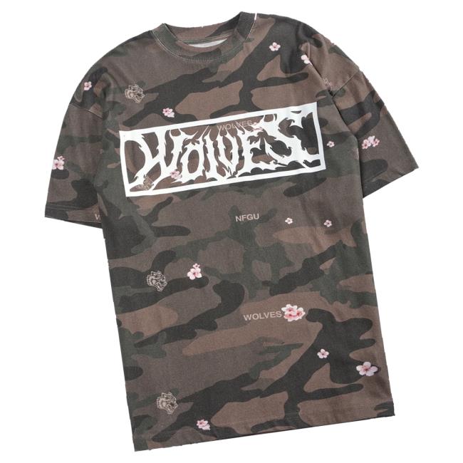 Darc Sport Merch Store Midnight Wolves Unisex Premium Oversized Tee In Vintage Blossom Woodland Camo