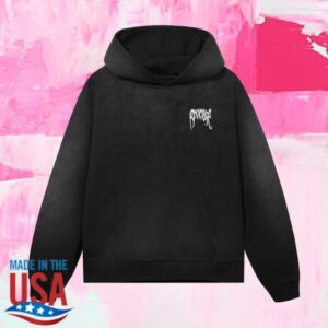 Revenge Merch Store White Basic Hoodie Treated Black
