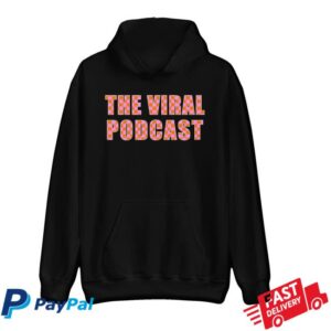 The Viral Podcast Merch Store Pink Orange Checkered Lettering Midweight Hoodie