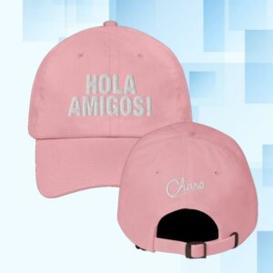 Charo Merch Store Hola Amigos Embroidered Pink Baseball Hat