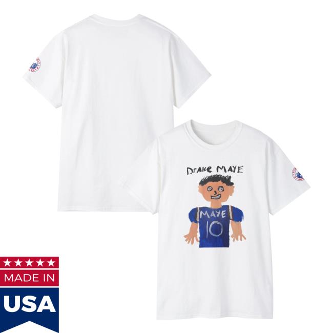 Purely Boston Merch Store Drake Maye Painting White T-Shirt Purely Boston Merch Store Drake Maye Painting White T-Shirt