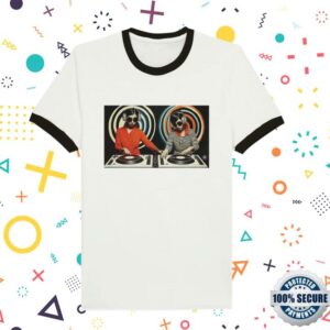 Kelly Boesch Art Store Merch Twin Dj’s Retro Groove Unisex Ringer T-Shirt