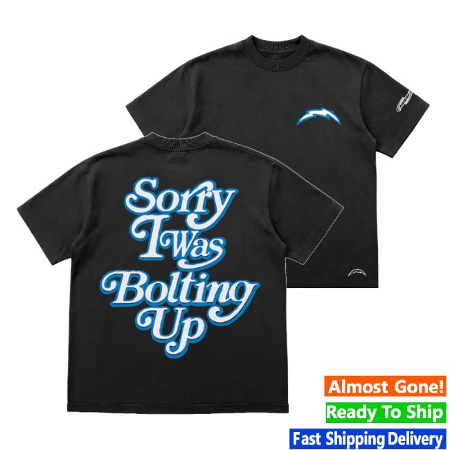 Chargers Merch Store Seen X Los Angeles Chargers Black Sorry I Was Bolting Up Classic T-Shirt Chargers Merch Store Seen X Los Angeles Chargers Black Sorry I Was Bolting Up Classic T-Shirt