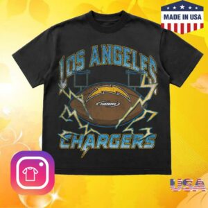Chargers Merch Store Seen X Los Angeles Chargers Black Power Grid T-Shirt