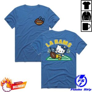 Rams Shop Merch Unisex Homage Royal Hello Kitty X Los Angeles Rams Tri-Blend Football Kickoff T-Shirt