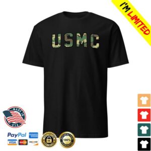 Leatherneck For Life Merch Store Usmc Arch Woodland Camo T-Shirt