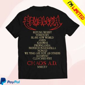 Maximum Cavalera Store Merch Cavalera Chaos A.D. Tracklist Shrt