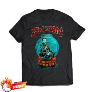 Zoltan Comedy Merch Store Shop Death Defying Comedy Tour 2025 Tee