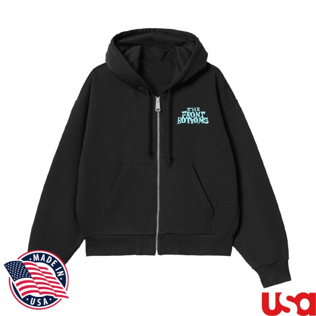 The Front Bottoms Store Merch Masks Black Zip-Up Hoodie The Front Bottoms Store Merch Masks Black Zip-Up Hoodie