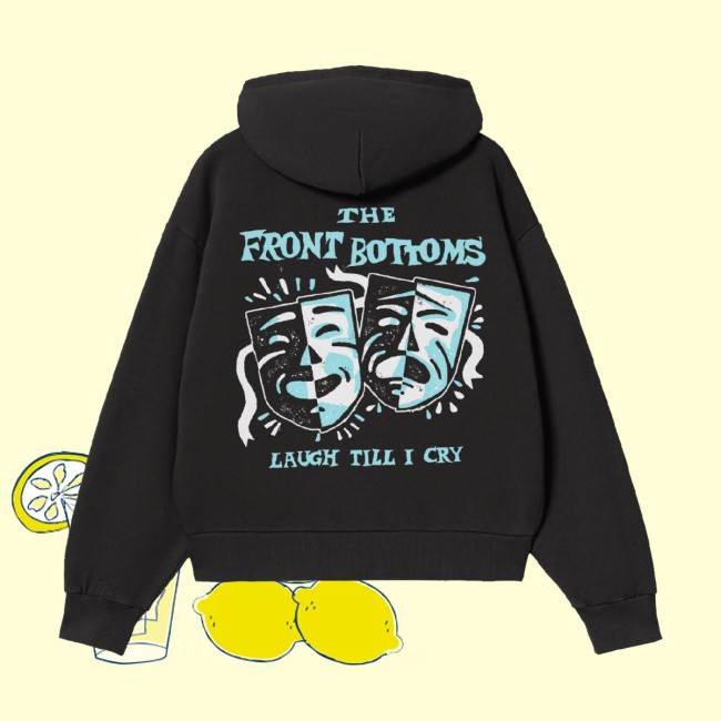 The Front Bottoms Store Merch Masks Black Zip-Up Hoodie The Front Bottoms Store Merch Masks Black Zip-Up Hoodie