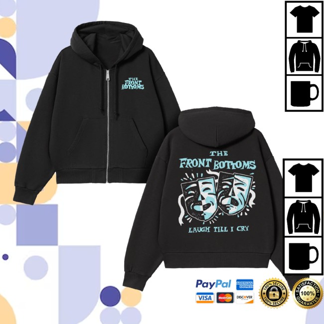 The Front Bottoms Store Merch Masks Black Zip-Up Hoodie The Front Bottoms Store Merch Masks Black Zip-Up Hoodie