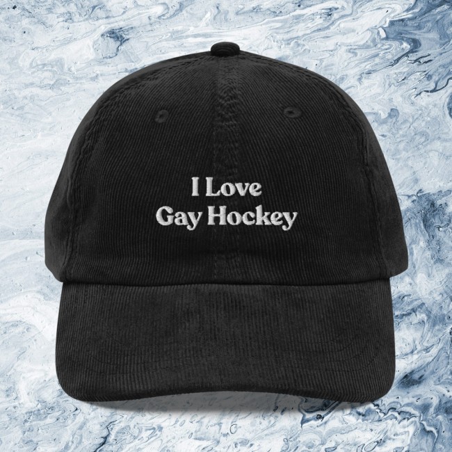 Polychrome Goods Store Merch I Love Gay Hockey Embroidered Hat Polychrome Goods Store Merch I Love Gay Hockey Embroidered Hat