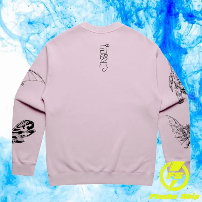 Godzilla Merch Store Godzilla Kaiju Print Sweatshirt Light Pink Godzilla Merch Store Godzilla Kaiju Print Sweatshirt Light Pink