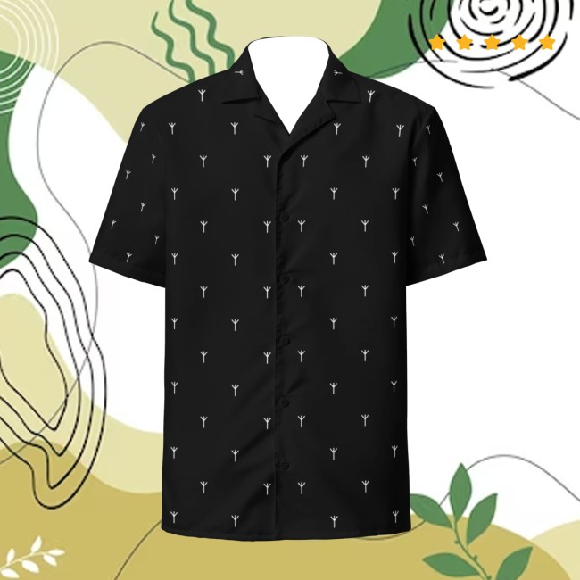 Kingdude Store Merch Algiz Rune Black Button Up Shirt Kingdude Store Merch Algiz Rune Black Button Up Shirt