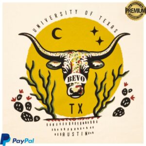 University Co Op Store Merch Texas Longhorns Bevo And Sun Comfort Wash Tee