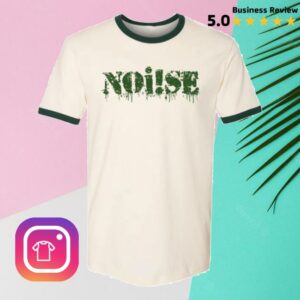 Pirates Press Records Merch Store Noise Logo Natural W Green Ringer T-Shirt