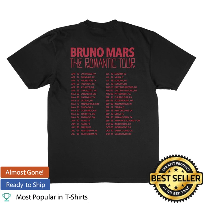 Bruno Mars Store Merch The Romantic Rose Tee Black - Newest Fashion Trends