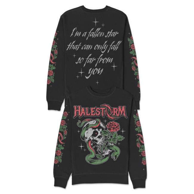 Halestorm Rocks Merch Store Fallen Star Crewneck Sweatshirt Black 5 Halestorm Rocks Merch Store Fallen Star Crewneck Sweatshirt Black