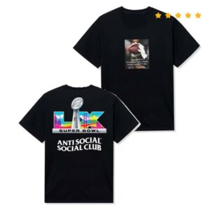 49Ers Shop Merch Store Unisex Anti-Social Social Club X Nfl Black Super Bowl Lx T-Shirt