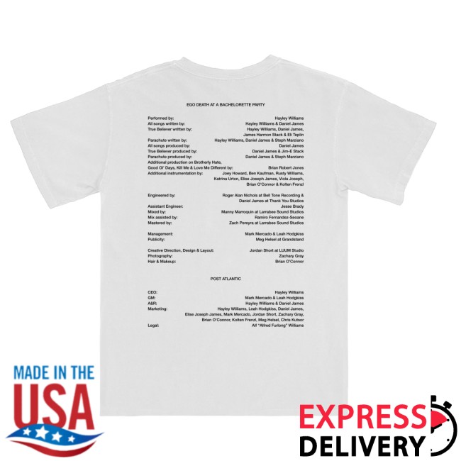 Hayley Williams Store Merch Credits White Tee 3 Hayley Williams Store Merch Credits White Tee